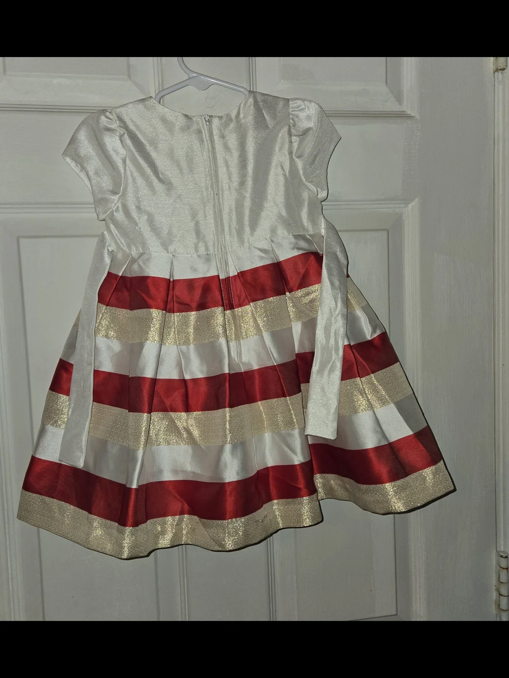 Bonnie Jean Ivory, Red and Gold Striped Holiday Dress SZ 2T